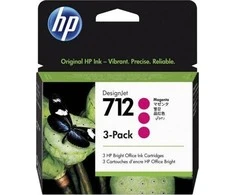 Hewlett Packard (HP) HP 712 rausvos spalvos 3 rašalo kasečių pakuotė, 29 ml, skirtos „DesignJet Studio“, T210, T230, T250, T630, T650