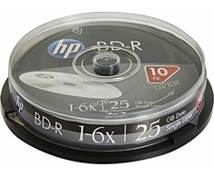 HP BD-R, vieno sluoksnio 25GB, standartiniai, cake box pakuotė, BRE00071-3, 69321, 6x, 10 vnt., skirti duomenų archyvavimui