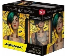 Cenega Heat Reveal Mug Good Loot Cyberpunk 2077 Game Art Chronicles - Judy &amp; Gustav Klimt 450 ml Juodas, Geltona