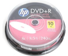 Hewlett Packard (HP) HP DVD + R DL 8.5 GB 8x 10 vienetų (HP DDP10 +)