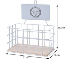 Hs Decoration Metalinė virtuvės lentyna 21x12,5x24 cm balta