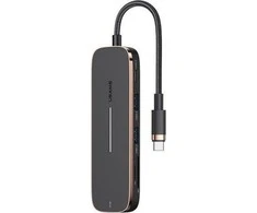 USAMS Adapteris šakotuvas 2xUSB + USB-C + HDMI + Micro SD+SD juodos spalvos SJ575hub01 (US-SJ575)