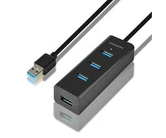 AXAGON HUE-S2BL 4x USB3.0 įkrovimo šakotuvas 1,2 m laidas, MicroUSB įkrovimas