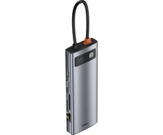 Šakotuvas 9in1 Baseus Metal Gleam Series, USB-C į 3x USB 3.0 + HDMI + USB-C PD + Ethernet RJ45 + Micro SD/SD + VGA