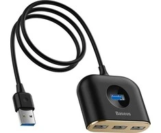 USB įkrovimo adapteris Baseus Square round 4in1 (USB3.0 TO USB3.0*1+USB2.0*3) 1m juodas CAHUB-AY01
