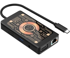 HUB USB Baseus QUALO Transparent Hub USB-C HDMI su funkcija kabelis QTPB5-HUB-18 juoda