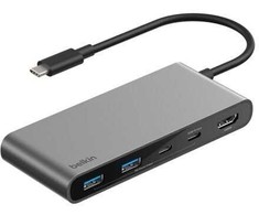 Belkin CONNECT USB-C 7 viename šakotuvas su dviem USB-C prievadais, si. AVC023hqSGY