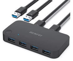 Port BENFEI jungiklis USB 3.0 4 prievadų keturiems įrenginiams, juodas