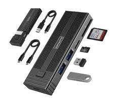 HUB USB-C 7in1 SSD M.2 NVME PCIE SATA SD adapteris M2 Zenwire HUB63