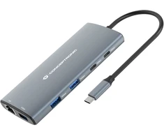Conceptronic DONN06G doko stotelė Przewodowa USB 3.2 Gen 1 (3.1 Gen 1) Type-C Pilka
