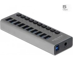 DLC DeLOCK 63670 sąsajos šakotuvas USB 3.2 Gen 1 (3.1 Gen 1) Type-B 5000 Mbit/ai Pilka