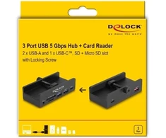 HUB USB Delock Kabelis Typ-A su wtykiem do USB 5 Gbps, 1 m, danych, przesył danych