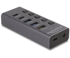 HUB USB Delock USB 5 Gbps Hub su 2 x USB Typ-A i 2 x USB Type-C™ gniazdo i 1 x port szybkiego ładowania + przełącznik