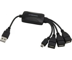 Esperanza EA158 Šakotuvas 4 jungtys USB2.0 - 3 x USB, 1 x microUSB.