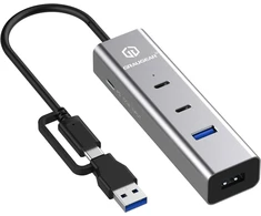 HUB USB Graugear GRAUGEAR 4 Port USB HUB + PD 2xC+2xA USB+USB-C PD Supports