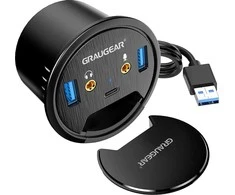 GAU GRAUGEAR G-THUB-AU-60 sąsajos šakotuvas USB 3.2 Gen 1 (3.1 Gen 1) Type-A Juoda