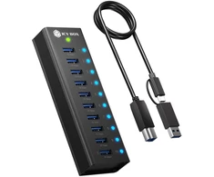 HUB USB Icy Box Box 10-Port USB 3.2 Gen 2 (10 Gpbs) Hub su 1x portem ładowania tabletu, su adapteriu 12 V/4 A, całkowicie metalowy (Club Hub 6110)