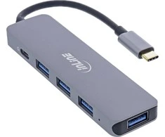 HUB USB InLine ® USB 3.2 Taip-C Multi Hub (4x USB-A 5Gb / s + USB Type- C (Data / PD 87W), OTG, aliuminio korpusas