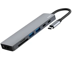 HUB USB Jcpal Linx USB-C 7in1 - USB-C adapteris (2 x USB-A 3.0 / USB-C 3.1 / HDMI 60Hz / micro/SD kortelių skaitytuvas / PD 100W) (JCP6357)