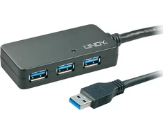 USB Hub - LINDY USB 3.0 Aktyvus Prailginimo Pro Hub Laidas, 10 m, Juodas