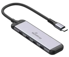 Šakotuvas HUB USB MediaRange USB-HUB 4-Port 3x USB-C 3.2 / 1x USB-C PD sidabrinė (MRCS512)