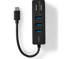 HUB USB Nedis CCGB64250BK01 doko stotelė Przewodowa USB Type-C Juodas