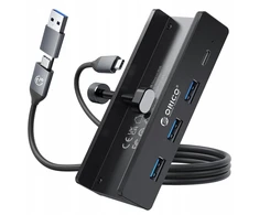 Orico USB-C 5Gbps | 15W | przykręcany | 3x USB-A | USB-C | juoda
