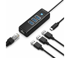 Orico PW3UR25-C3 USB šakotuvas 4 prievadų 3x USB-A 3.0 1x RJ45 2.5G Ethernet 0.15m - Juodas