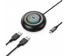 Orico YXR4-C3 RGB USB šakotuvas 4 prievadų USB-A 3.0 su garso/mikrofono prievadu 1,8 m - Juodas