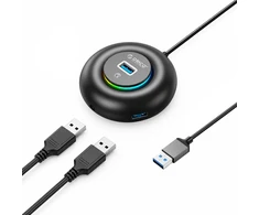 Orico YXR4-U3 RGB USB šakotuvas 4 prievadų USB-A 3.0 su garso/mikrofono prievadu 0,3 m - Juodas