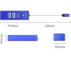 ORICO HUB USB-C, 2x USB-A (2x3.0), USB-C, 5 GBPS, PWC2U-C3-015-BL-EP