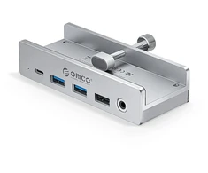 HUB USB Orico USB-C aktyvus, PowerDelivery 100W, HDMI 4K, RJ45, pritvirtinamas prie stalo, sidabrinis (MH8P-SV-BP)