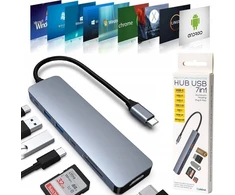 Platinet 7in1 USB-C šakotuvas (PMH9997B) (1xHDMI 4K; 1xUSB-C; 2xUSB 3.2; SD MicroSD)