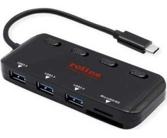 HUB USB Roline Koncentrator USB 3.2 Gen 1, potrójny, kabelis połączeniowy typu C