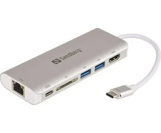 Sandberg USB-C dokas HDMI+LAN+SD+USB100W