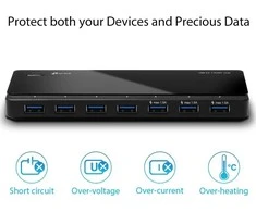 TP-LINK 7 prievadų USB 3.0 šakotuvas, darbalaukio 12 V / 2,5 A maitinimo adapteris komplekte