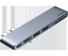 6-in-2 adapteris UGREEN CM380 USB-C šakotuvas, skirtas MacBook Air / Pro