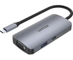 UNITEK Hub USB-C 1xUSB 3.1 Gen1 VGA 2xHdmi PD MST D1051A