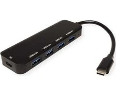 Value HUB USB vertė VERtė koncentratorius USB 3.2 Gen 1, 4 prievadai, C tipo jungties laidas, su 1 PD prievadu