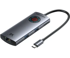 Vention USB-C 6w1 | 8K@30Hz | 100W PD | LED