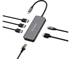 USB šakotuvas Verbatim daugiaportis „Essentials“ USB-C PD, 3xUSB-A 3.0, HDMI, RJ-45