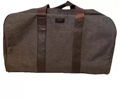 Hugo Boss, Duffle, Synthetic Leather, Textile Handbag, Weekend Bag, Dark Brown, 50 x 18 x 31 cm