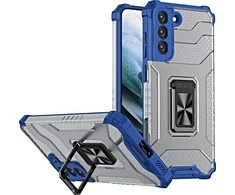 Hurtel Crystal Ring dėklas + magnetinis laikiklis Samsung Galaxy S22 + (S22 Plus), mėlynas