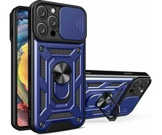 Hurtel Hybrid Armor Camshield Apple iPhone 16 Pro Armored Camera Cover and Stand – dėklas teleofnui mėlynos spalvos