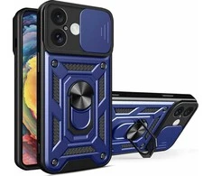 Hurtel Hybrid Armor Camshield Apple iPhone 16 Plus Armored Camera Cover and Stand – dėklas teleofnui mėlynos spalvos