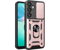 Hurtel Hybrid Armor Camshield Samsung Galaxy S25 Plus – dėklas telefonui rožinės spalvos