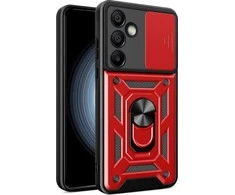 Hurtel Hybrid Armor Camshield Samsung Galaxy S24 FE – dėklas telefonui raudonos spalvos