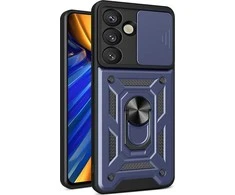 Hurtel Hybrid Armor Camshield Samsung Galaxy S25 – dėklas telefonui mėlynos spalvos