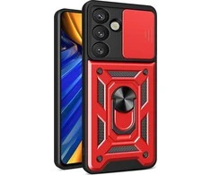 Hurtel Hybrid Armor Camshield Samsung Galaxy S25 – dėklas telefonui raudonos spalvos