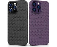 Hurtel Dėklas pokrowiec plecionka do iPhone 15 su MagSafe Woven Case tamsiai mėlyna